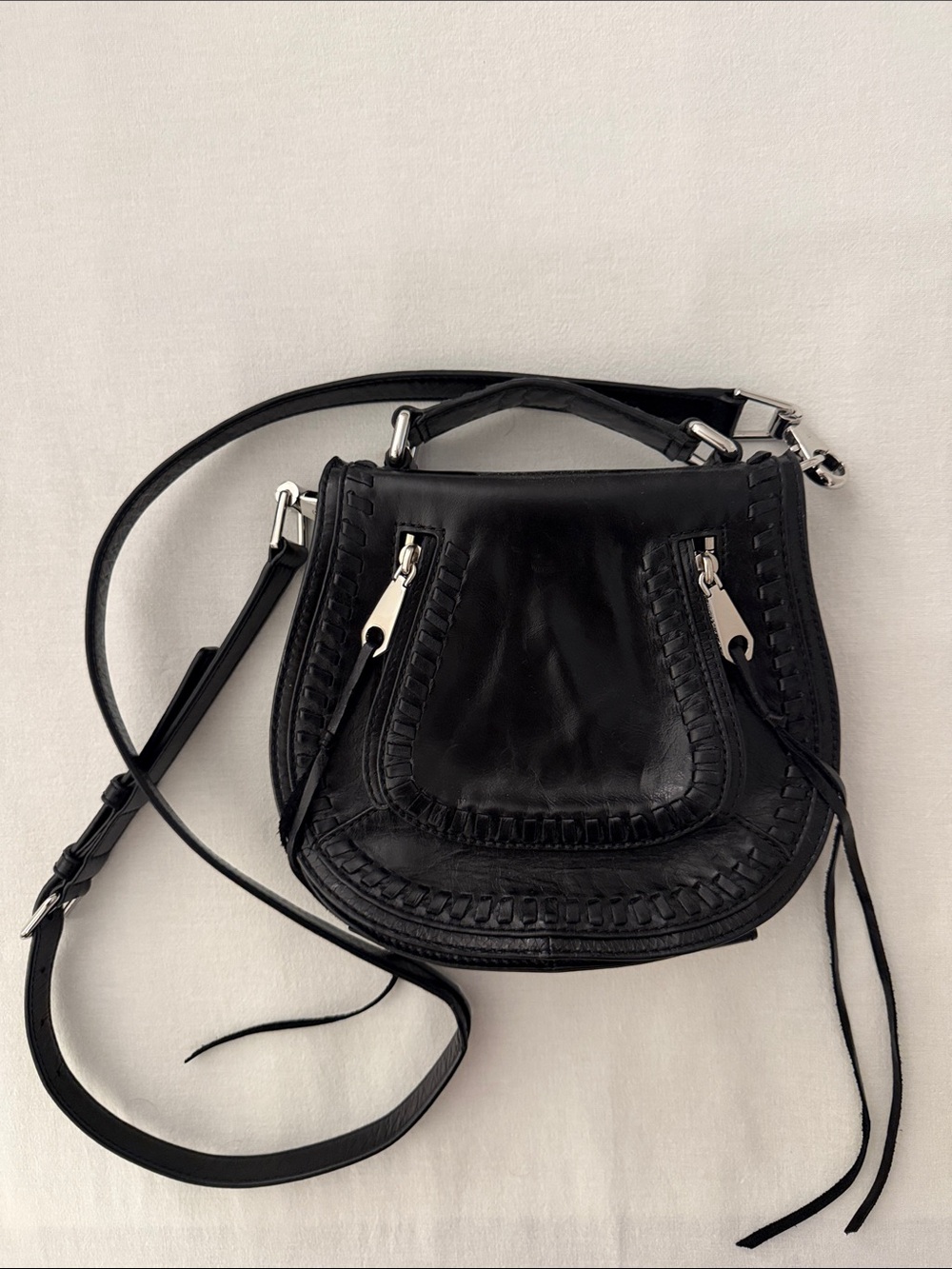 Rebecca Minkoff Black Leather Woven Crossbody Bag